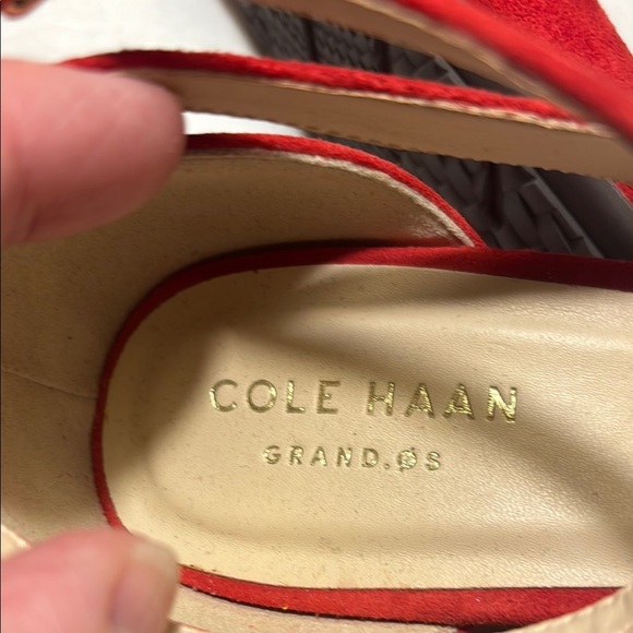 Cole Haan Red Suede (Leather) Lacey Wedge Heels - Picture 6 of 8